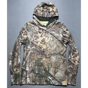 Under Armour Fitted Scent Control Cold Gear Real Tree Camo Hoodie Womens Size XL